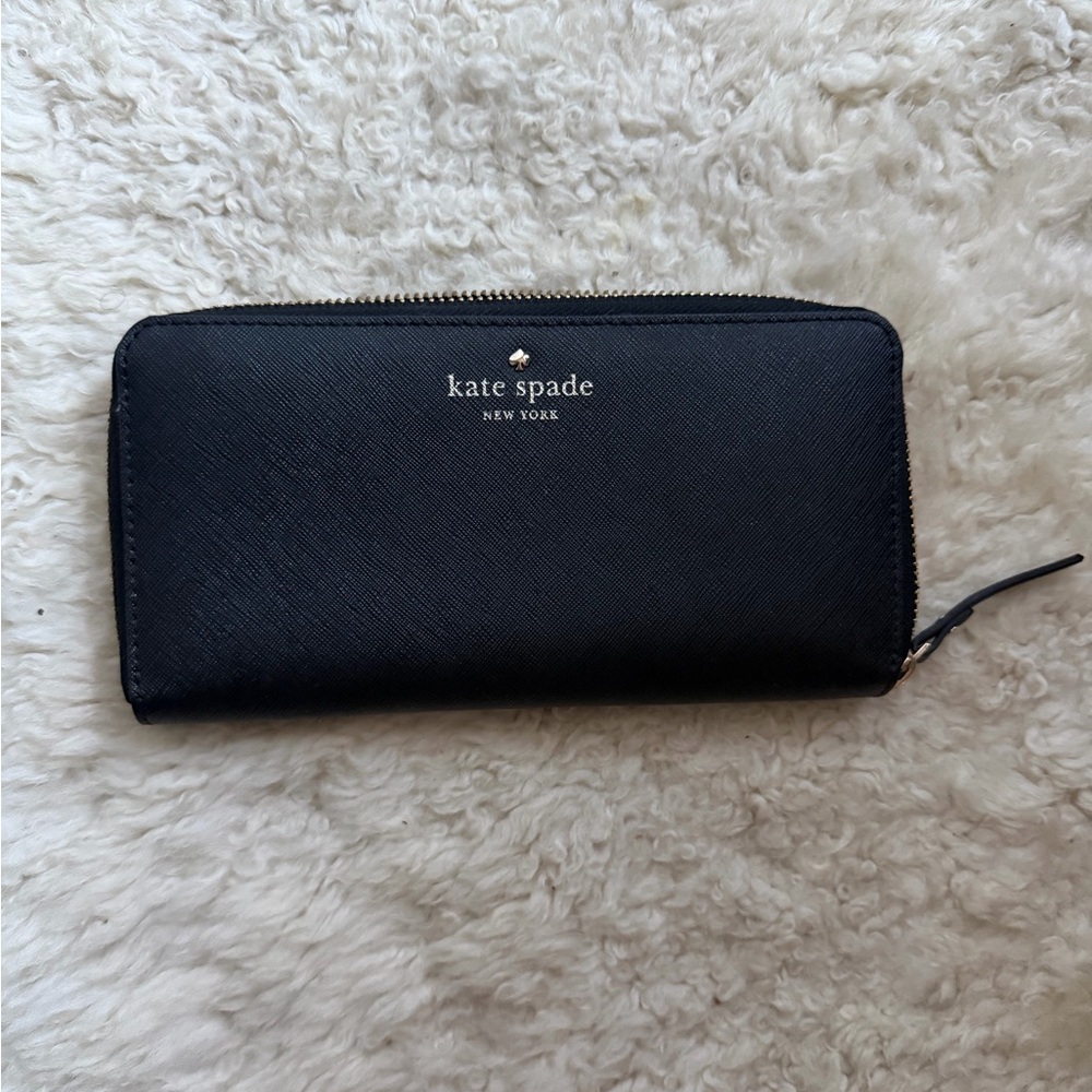 Kate Spade Large Continental Black Polka Dot Interior Wallet